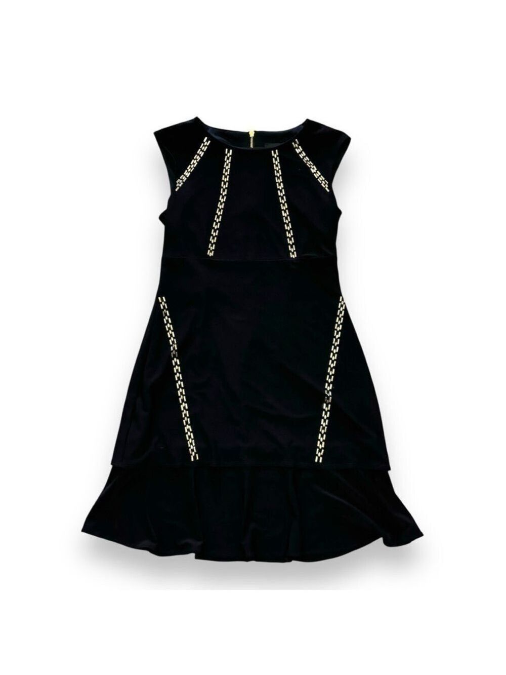Frank Lyman Black Gold/Silver Cocktail Party Dress - Size 10